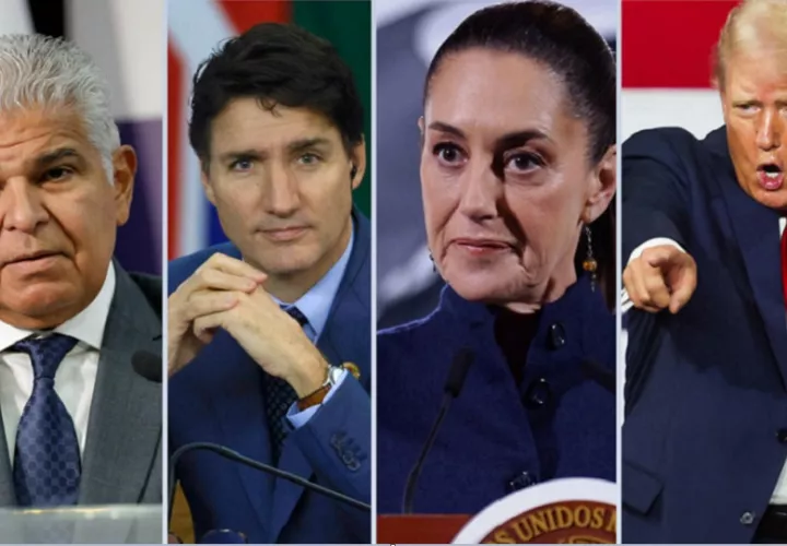 José Raúl Mulino, el primer ministro de Canadá, Justin Trudeau -quien acaba de renunciar al cargo que sigue ejerciendo en funciones-, la presidenta de México, Claudia Sheinbaum, y el presidente electo de Estados Unidos, Donald Trump. EFE