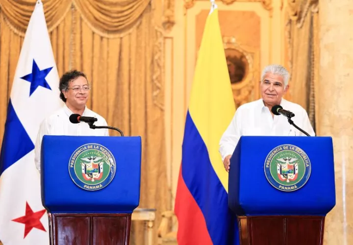 Gustavo Petro, presidente de Colombia, junto a su homólogo panameños, José Raúl Mulino. Foto: Cortesía