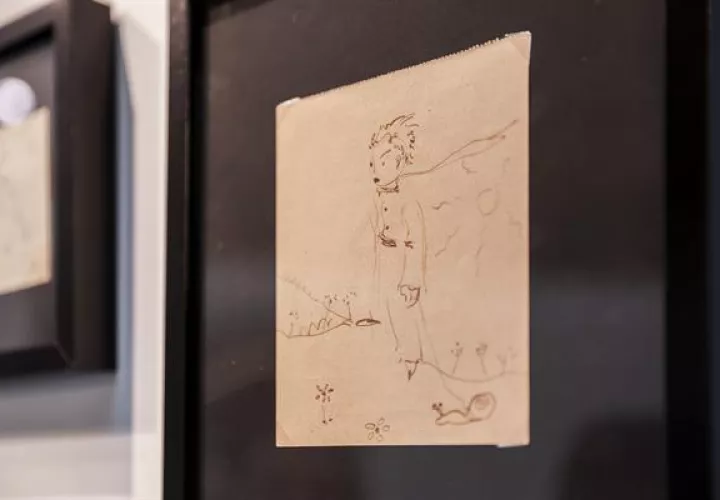 Parte de la colección de 16 ilustraciones originales de 1943 de El Principito. Foto: EFE