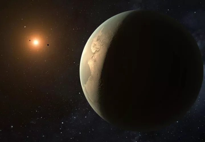 Recreación artística de GJ 3998 d, una supertierra en la zona habitable de su estrella. Fotografía facilitada por el Instituto de Astrofísica de Canarias. EFE