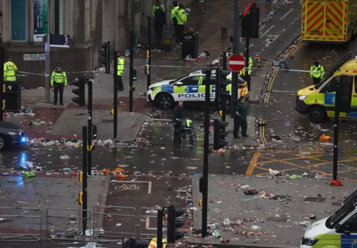 Escena de un atropello múltiple en la ciudad de Liverpool (Inglaterra). Foto: EFEE