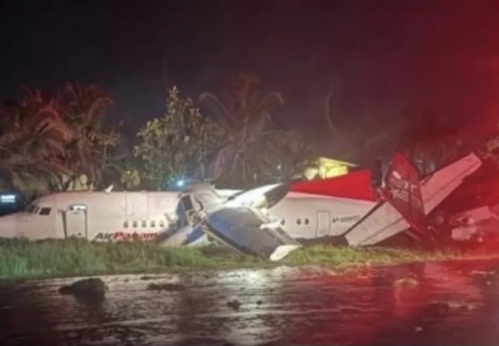 El aterrizaje se produjo en medio de la lluvia. Foto: Cortesía 