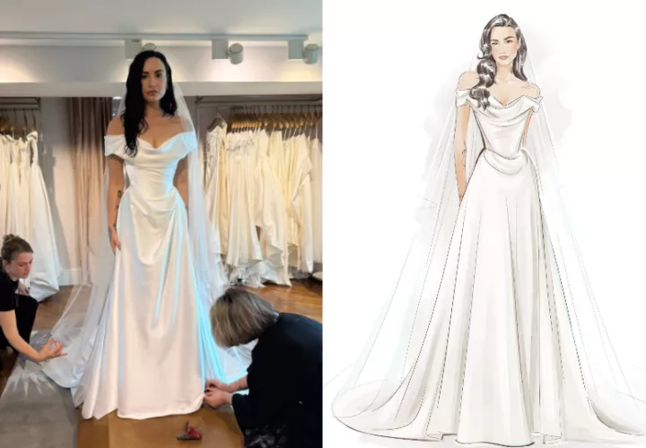 Demi Lovato lució un vestido de novia personalizado de Vivienne Westwood. Fotos: Demi Lovato / Vivienne Westwood