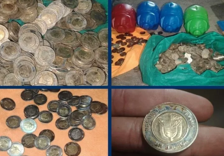 Monedas decomisadas en Chiriquí. Foto: Cortesía
