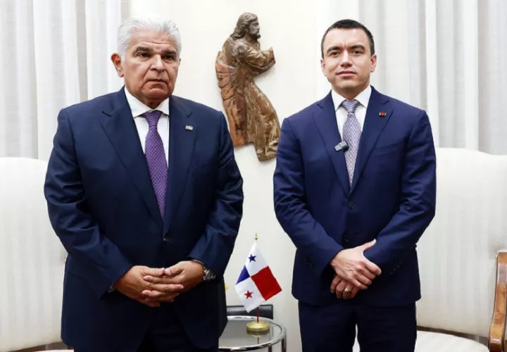Presidentes José Raúl Mulino (Panamá) y Daniel Noboa (Ecuador). Foto: Cortesía