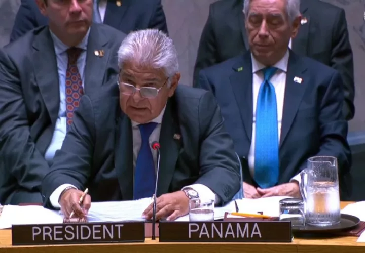 José Raúl Mulino, dijo que es imperativo destacar que el multilateralismo constituye la base fundamental para el fortalecimiento de todas las medidas y estrategias globales de protección marítima. Foto. Cortesía