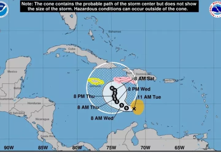 Pronóstico de cinco días del paso de la tormenta tropical Melissa por el Caribe. Foto: EFE