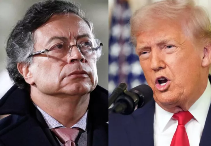 El presidente de Colombia, Gustavo Petro (i), y a su homólogo de Estados Unidos, Donald Trump. Foto: EFE