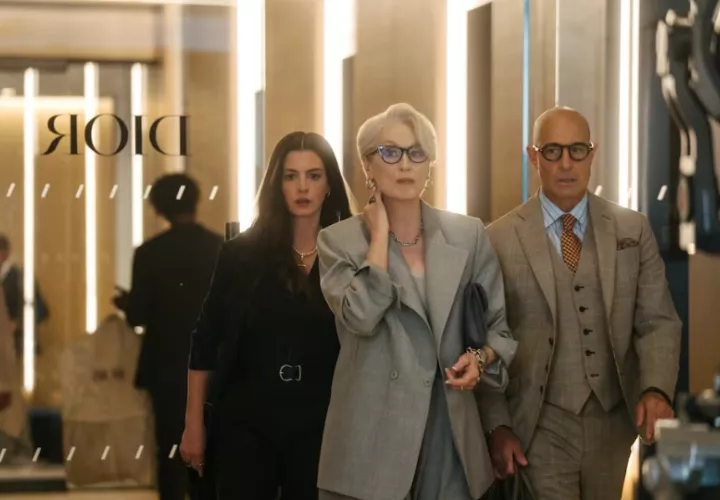 Andrea ‘Andy’ Sachs, Miranda Priestly y Nigel Kipling. Foto: 20th Century Studios