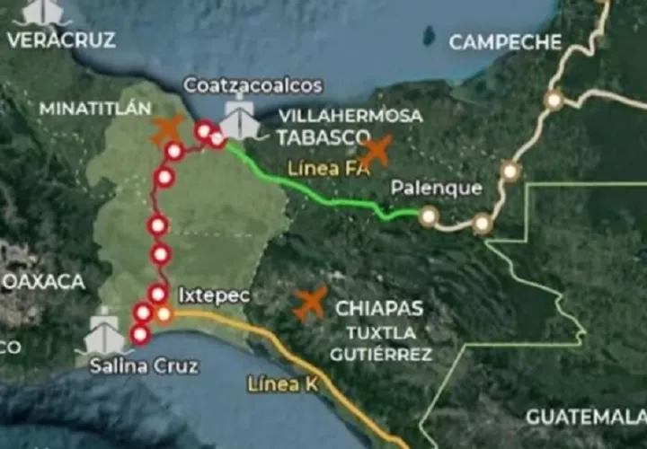 Corredor del Istmo de Tehuantepec, en el sur de México. Ilustración de Internet