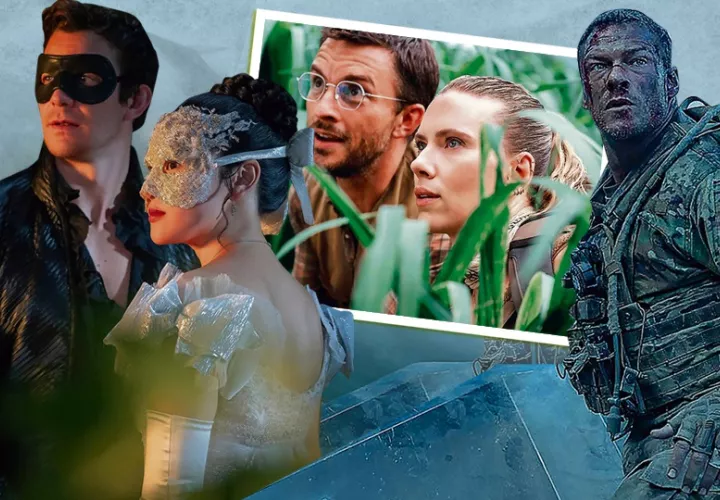 'Bridgerton', 'Jurassic World: Renace' y 'Máquina de guerra'. Fotos: Netflix