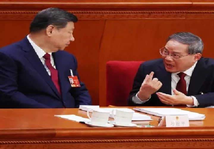 El presidente chino, Xi Jinping junto al primer ministro, Li Qiang. Foto: EFE
