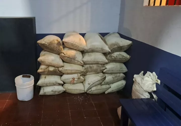 Unidades policiales lograron la aprehensión de un ciudadano de 25 años, quien fue ubicado en una salina del área con 20 sacos. Foto. Thays Domínguez