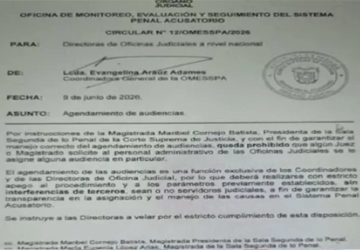 La circular enfatiza que el agendamiento constituyen una facultad única.