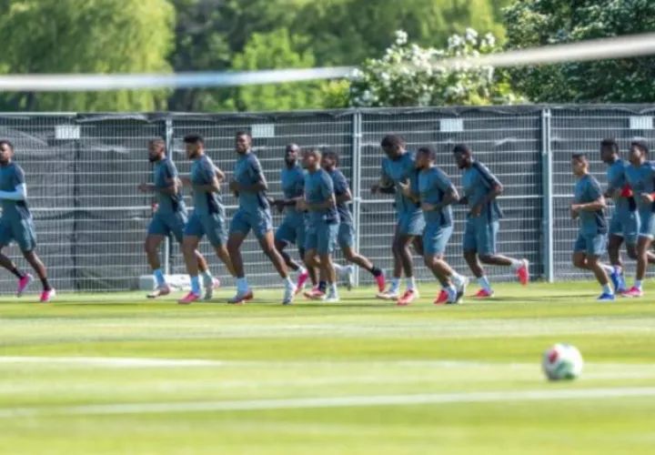 Jugadores del seleccionado panameño durante los entrenamientos. Foto:EFE