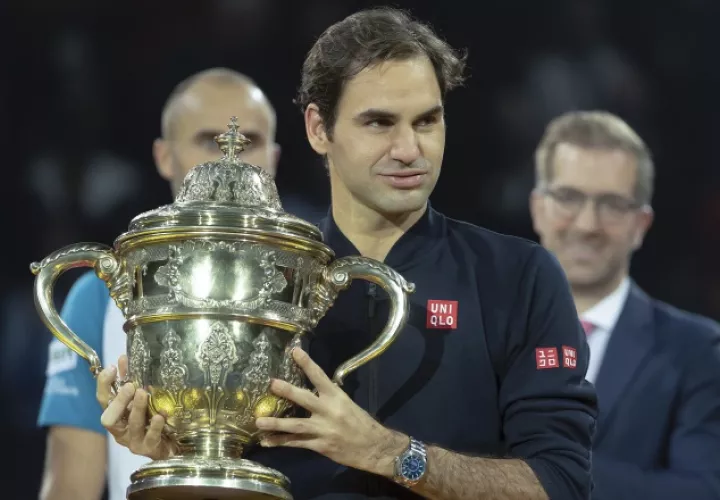 Roger Federer  en la ceremonia de premiación. /Foto AP
