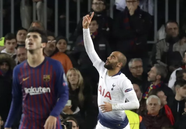 Lucas Moura, héroe de los Spurs en el Camp Nou. /Foto AP