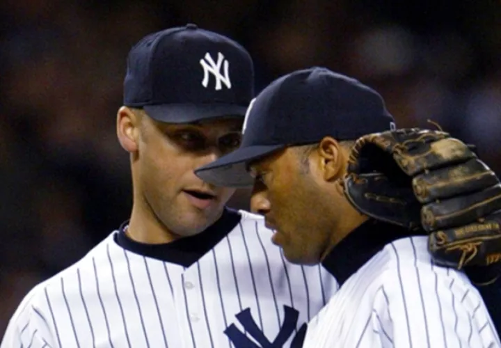 Jeter  y Mariano en un juego. AP