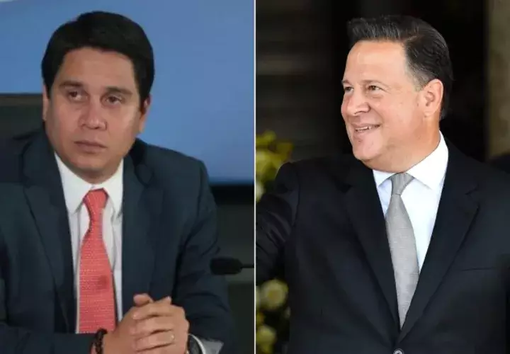 Juan Carlos Varela, presidente de Panamá (derecha), y Mario Pérez, director general de Pandeportes.