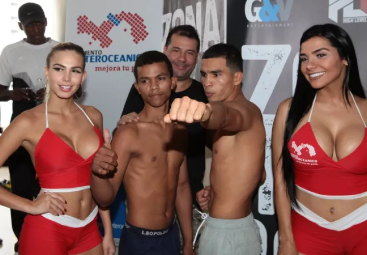 Elton Lara, de Nicaragua, y el panameño Orlando 'El Jaguar' Peñalba, listos para su combate. Anayansi Gamez