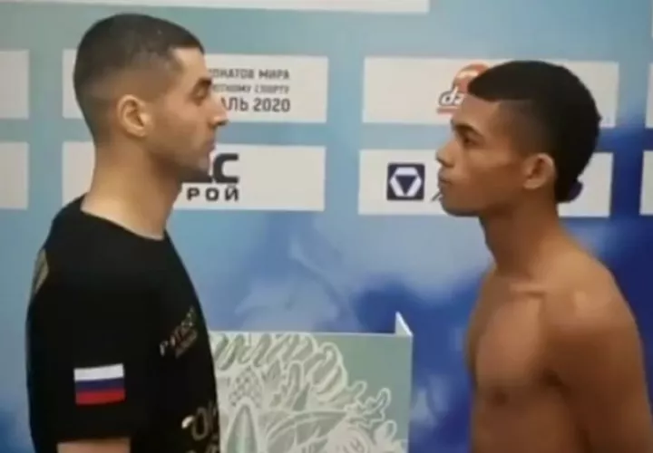 El ruso Mikhail Aloyan  (izq.) y el chiricano Ronal "El Gallito" Batista. Cortesía