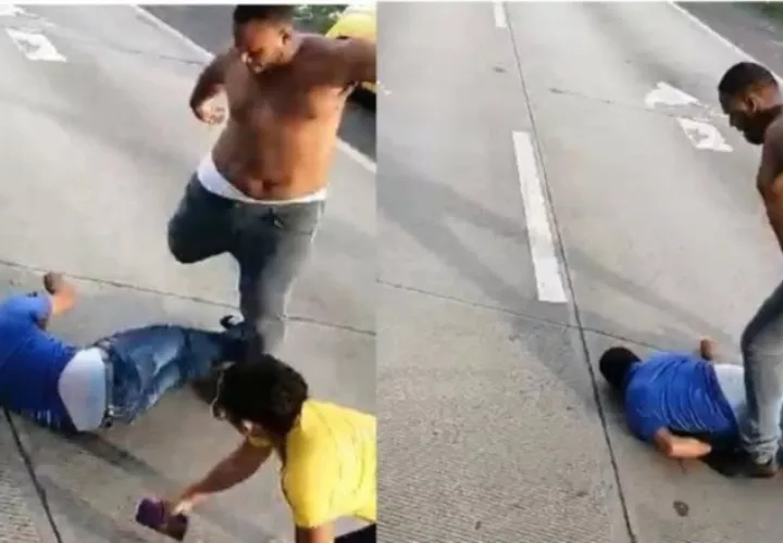 Momentos en que el taxista golpeaba a Fuentes, que se hallaba inconsciente y tirado en el piso. Archivo