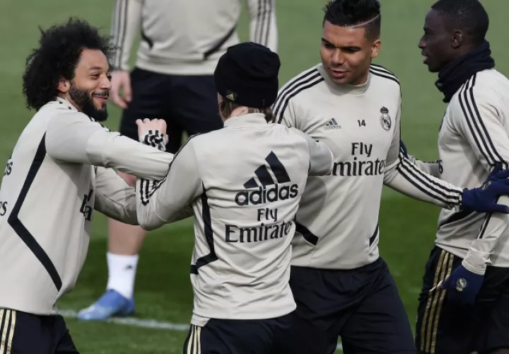 Marcelo en los entrenamientos de Real Madrid. Foto:AP
