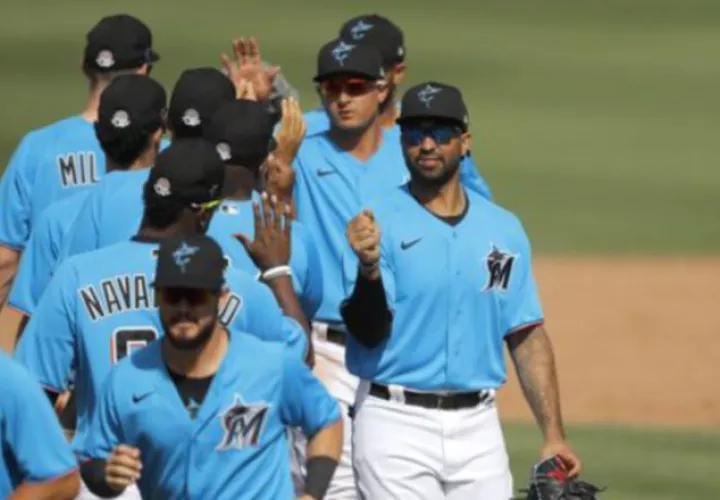 Jugadores de los Marlins. Foto:AP