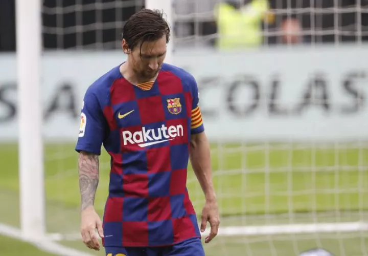 Leo Messi en el partido contra Celta de Vigo que terminó empatado 2-2. Foto: EFE