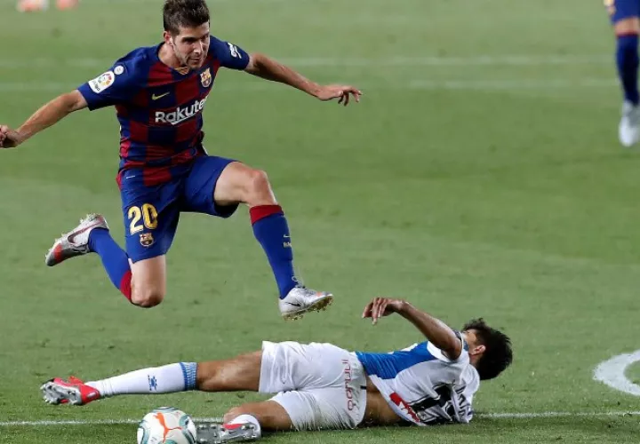 Messi en el partido ante Espanyol. Foto:EFE