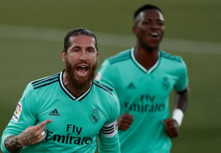 Sergio Ramos festeja su gol ante Leganés. Foto:EFE