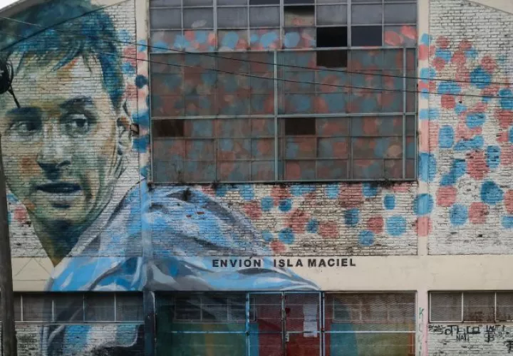 Vista de un mural de Lionel Messi en Buenos Aires. Foto:EFE