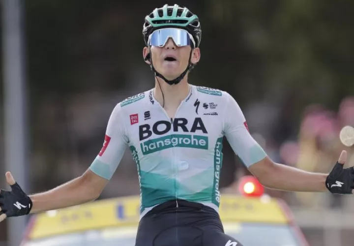 El pedalista alemán Lennard Kamna fue el ganador de la etapa 16 del Tour de Francia. Foto:EFE