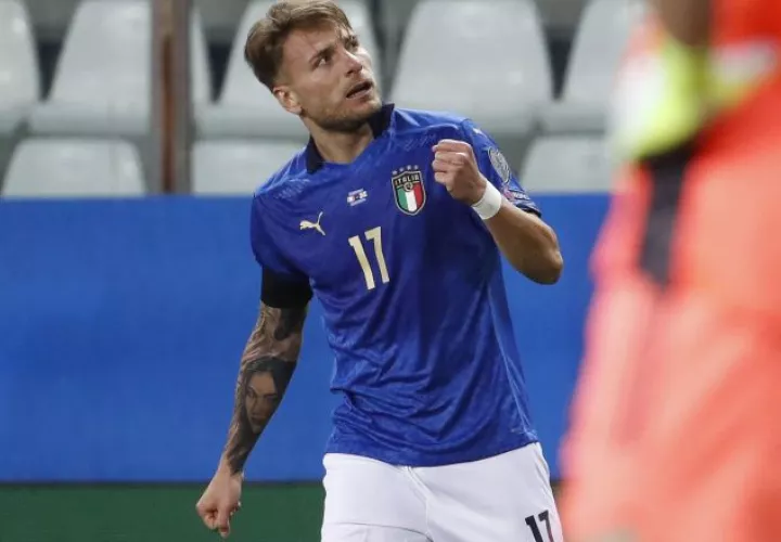 Ciro Immobile festeja el gol italiano. Foto:EFE