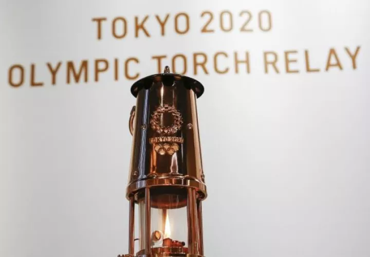La llama olímpica estuvo en un museo en Tokio. Foto:EFE