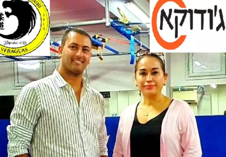 Roi Nigoz de Judoka y la embajadora de Panamá en Israel, Adis Urieta.