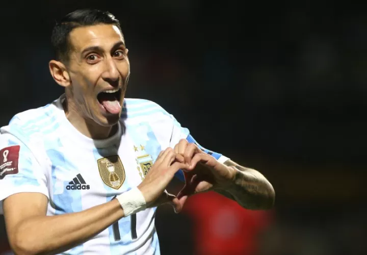 Ángel Di María de Argentina celebra un gol. Foto:EFE