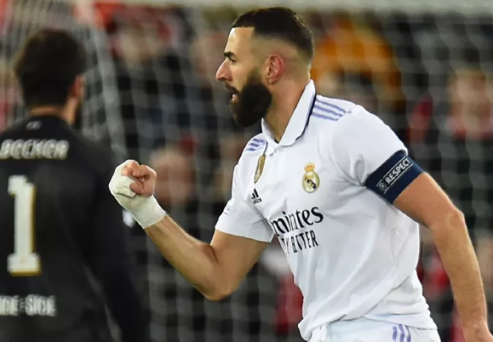 Karim Benzema del Real Madrid festeja su gol. Foto: EFE