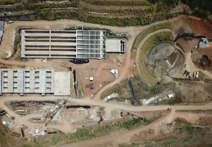 Vista aérea de cómo quedó la construcción de la potabilizadora de Gamboa, en 2022.  Archivo