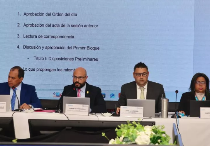 El magistrado Luis Guerra Morales (Izquierda) moderó la reunión de este jueves en la Comisión de Reformas Electorales (CNRE). Cortesía