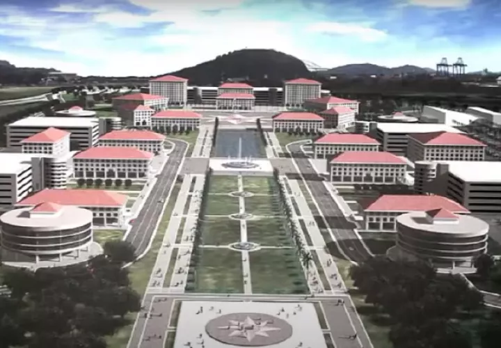 Este fue uno de los últimos diseños conceptuales sobre la ciudad gubernamental, que estaría ubicada en el sector de Albrook.  Archivo