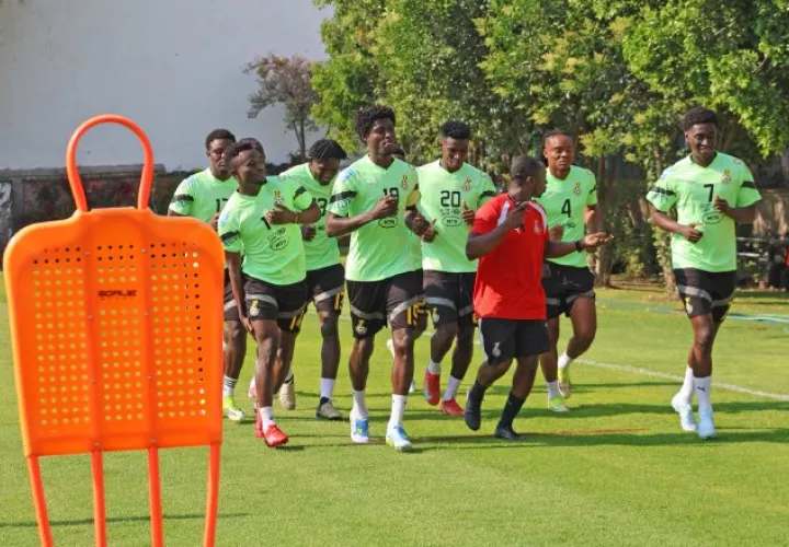 Jugadores de Ghana, durante los entrenamientos. Foto:@GhanaBlackstars
