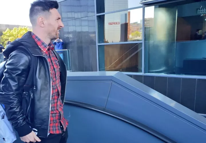 Messi a su llegada a la concentración.