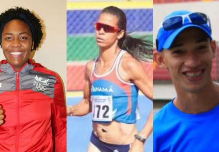 Los atletas clasificados Aixa Middleton, Andrea Ferris y Yassir Cabrera