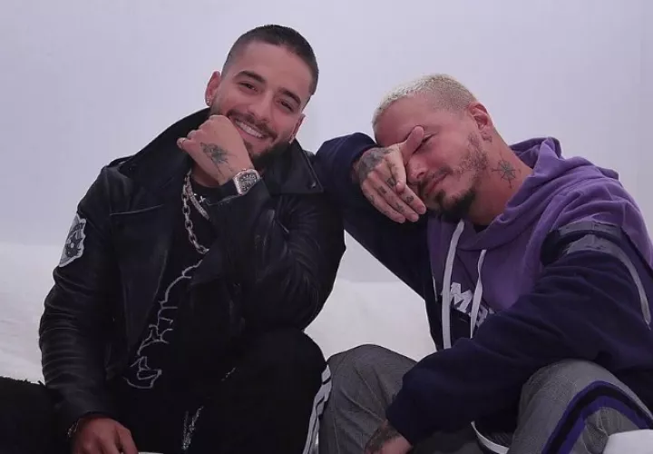 Maluma y J Balvin en su reciente encuentro. Foto: Instagram