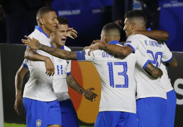 Celebración de la selección brasileña. Foto AP