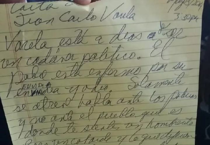 Parte del manuscrito de Ricardo Martinelli dirigido al presidente. Foto de Luis Ávila