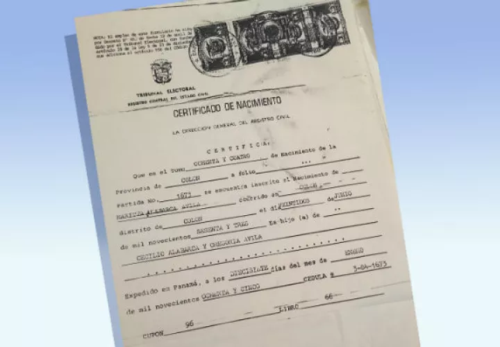 Certificado de nacimiento de Martiza Alabarca. 