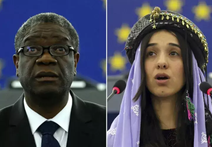 Denis Mukwege y la iraquí Nadia Murad. AP 