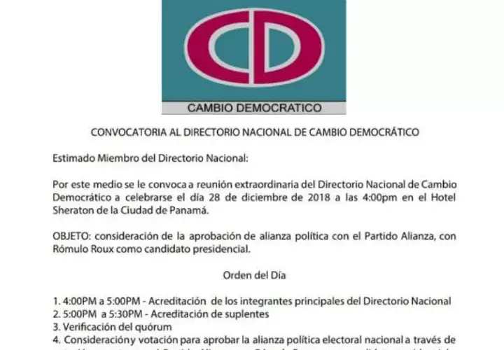 Convocan al directorio de Cambio Democrático.